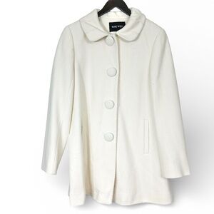 Nine West off white wool blend pea coat large buttons